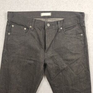 UNIQLO Selvedge Jeans Mens 33x32 Black Slim Straight Casual Denim Pants Redline
